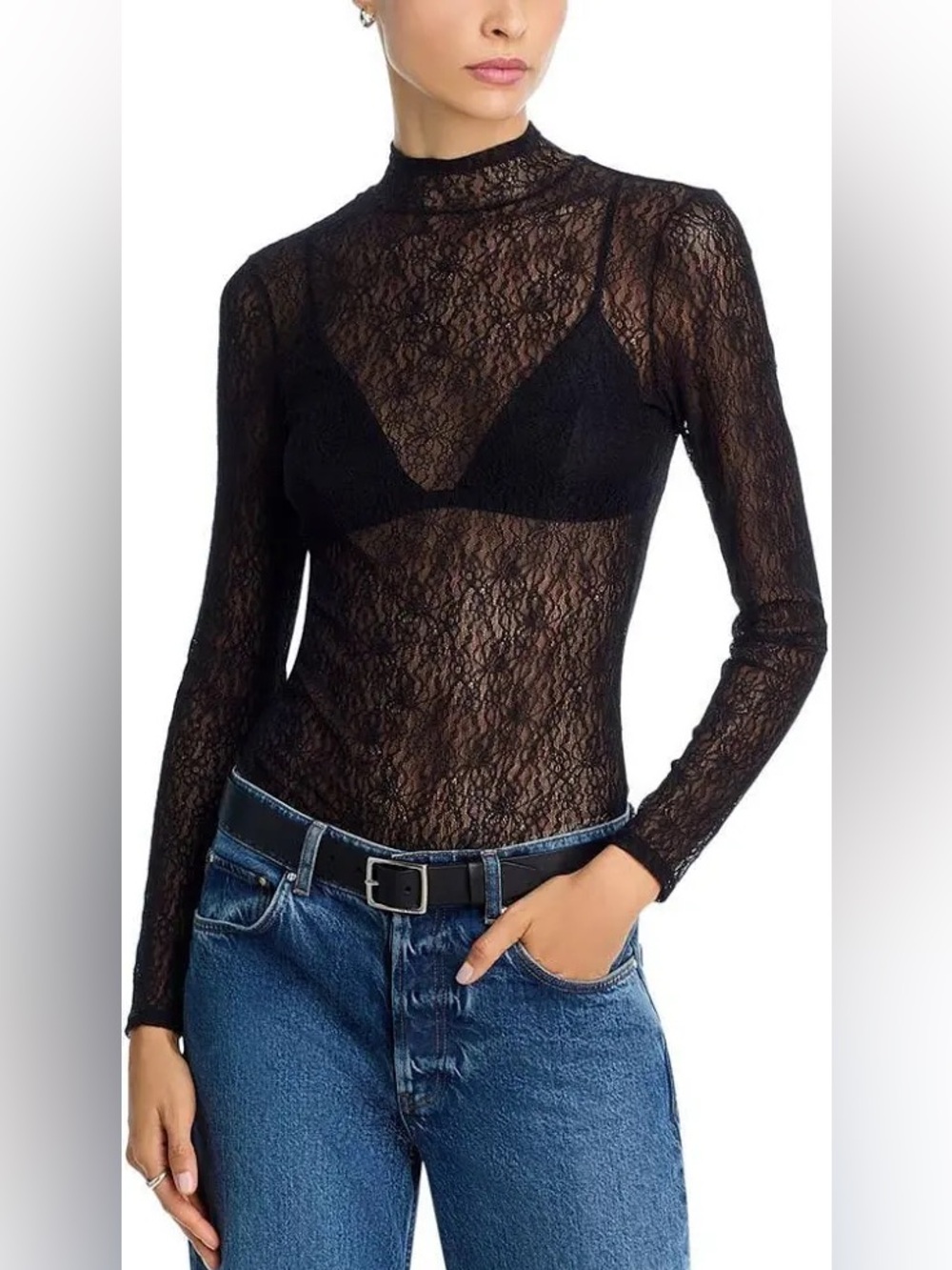 Veronica beard Nate lace top black medium nwt